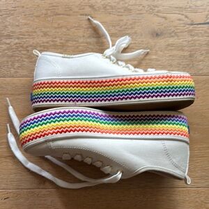 Keds Rainbow Pride Canvas Platform Sneakers with Gold Accents